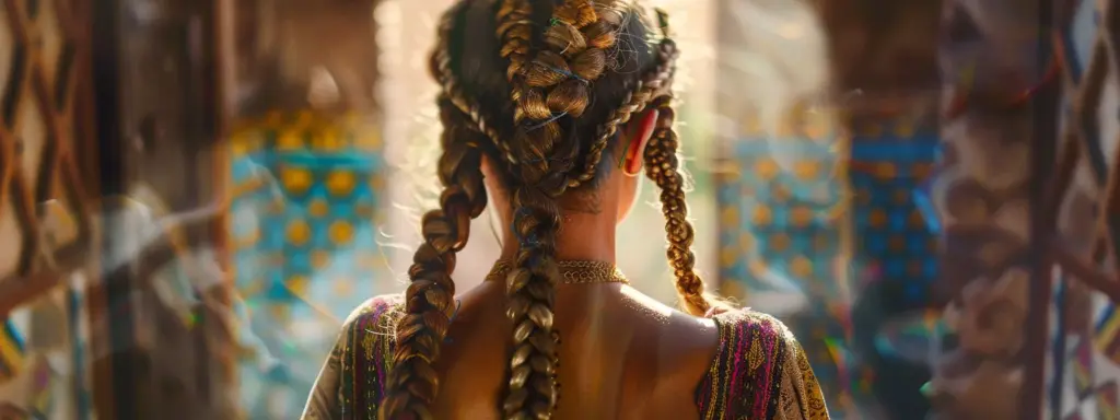 a woman with intricate boho chic braids that cascade down her back.